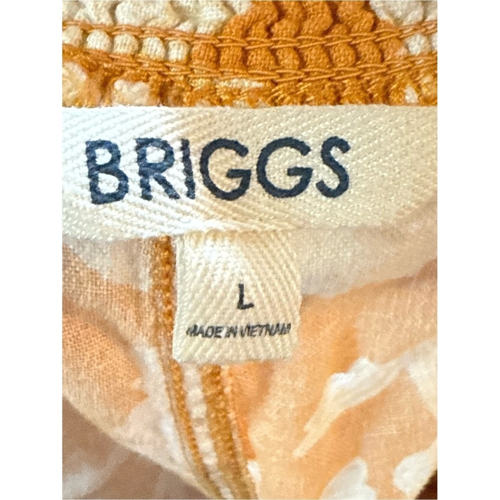 Briggs Orange Floral Linen Blend Smocked Waist Shorts Size Large - Picture 3 of 3